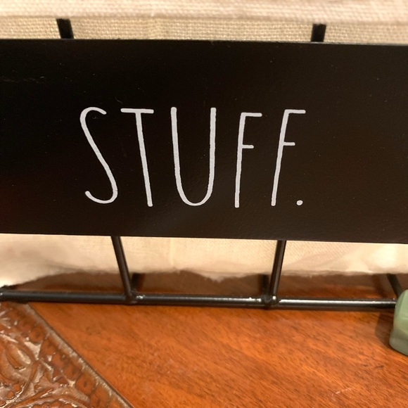 🖤 NEW RAE DUNN "STUFF" MULTIPURPOSE FARMHOUSE RUSTIC CLOTH LINED MEDIUM METAL - Picture 2 of 8